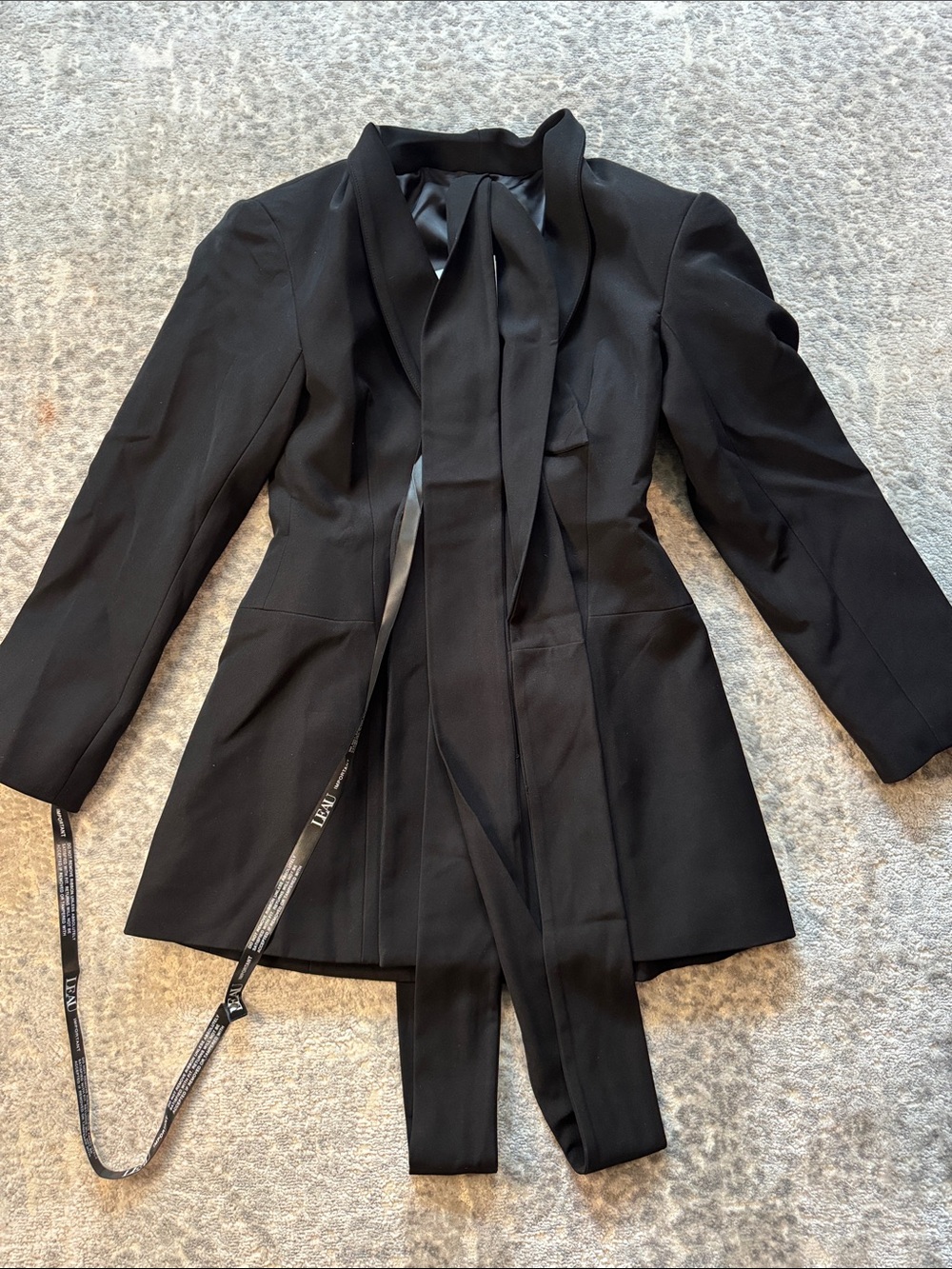 Black Tie-Neck Women's Blazer Jacket